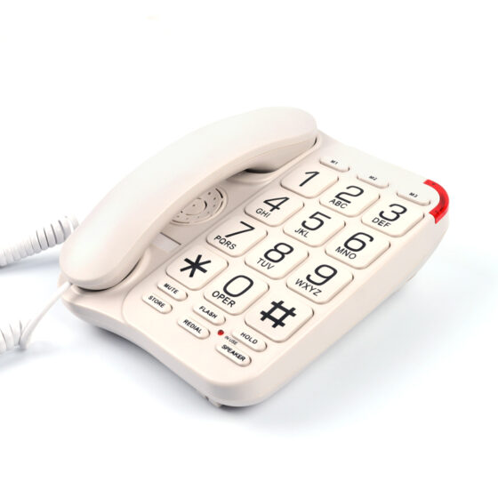 Office Big Button Corded Telephone CT-251, large keypad corded phone with ergonomic handset for easy dialing.