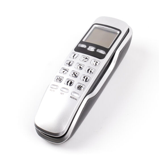 Angled view of CT-188 waterproof handset, ergonomic design for reliable wall-mounted bathroom use.