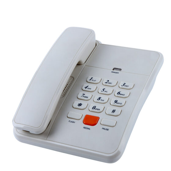 Pulse Basic Telephone CT-239, white landline phone with push-button dialing and redial function. Pulse Basic Telephone CT-239, white landline phone with push-button dialing and redial function.