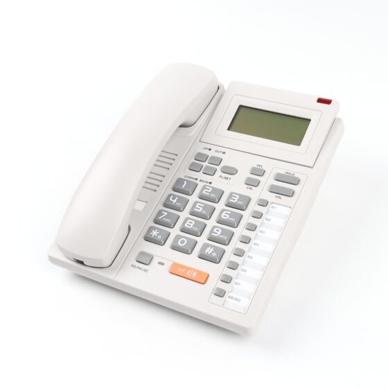 Caller ID Telephone for hotel rooms, model CT-389, featuring a clear LCD display, speed dial, and durable keypad.