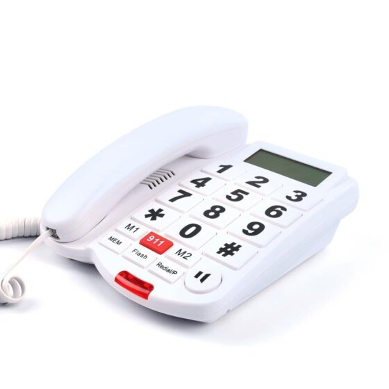 White big button Telephone CT-265, LCD screen, large keys.