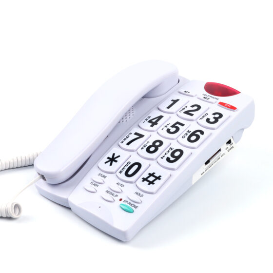 Emergency Big Button Telephone CT-257, senior-friendly phone with loud speakerphone and oversized dial keys for home and office.