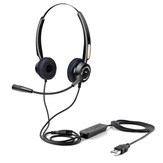 Adjustable USB Headset VH510D, noise-cancelling microphone, ergonomic design, ideal for call centers and office communication
