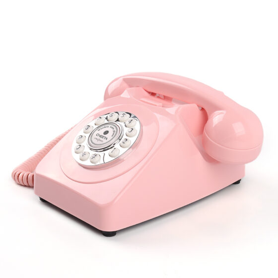 Antique Bluetooth Home Telephone, elegant retro design with wood finish and brass accents, ideal for vintage home decor.