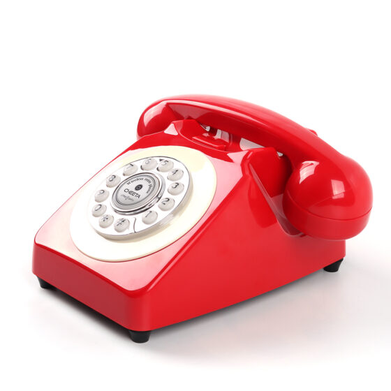 Rotary Retro Bluetooth Telephone with mechanical dial, vintage-inspired design for home and office décor.